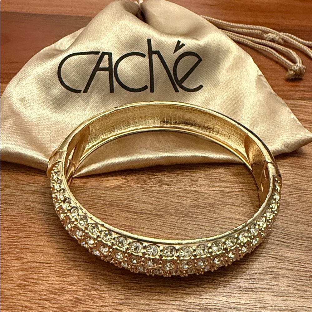 Cache Gold Bracelet with Silver Rhinestones